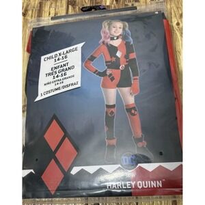 Harley Quinn Costume Cosplay Dress Up DC Girls Size XL 14-16 Halloween Comic‎
